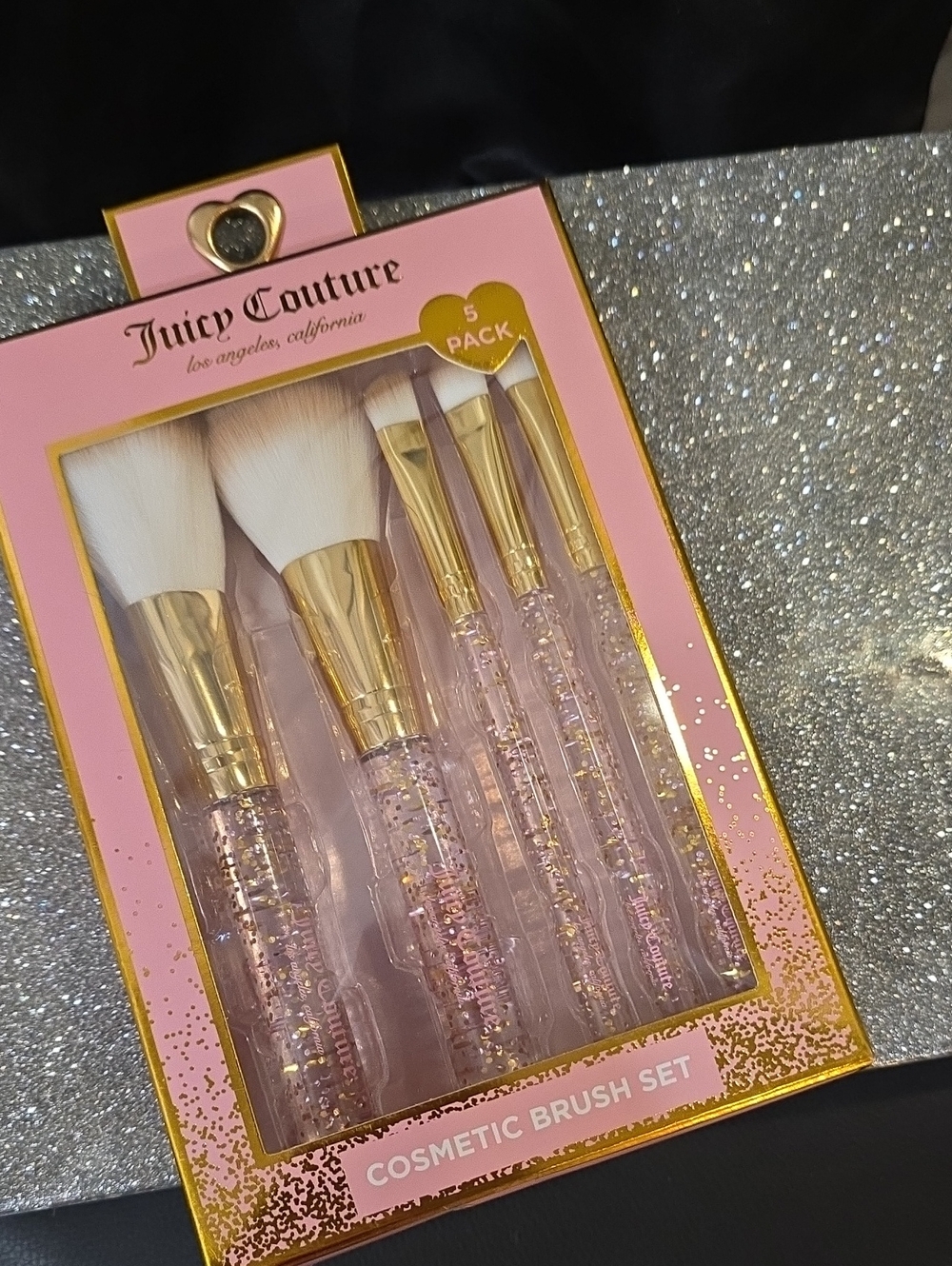 Juicy Couture Glitter Infused Handle 5-Piece Cosmetic Brush Set - Picture 3 of 4